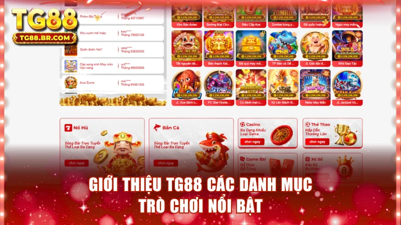 Giới thiệu TG88 các danh mục trò chơi nổi bật